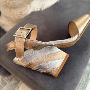 Size 7. - Neiman Marcus - gold and silver metallic colors new